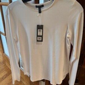 Eileen Fisher Viscose Jersey Crew Neck Top Long Sleeve